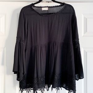 Black long sleeve top with detail
